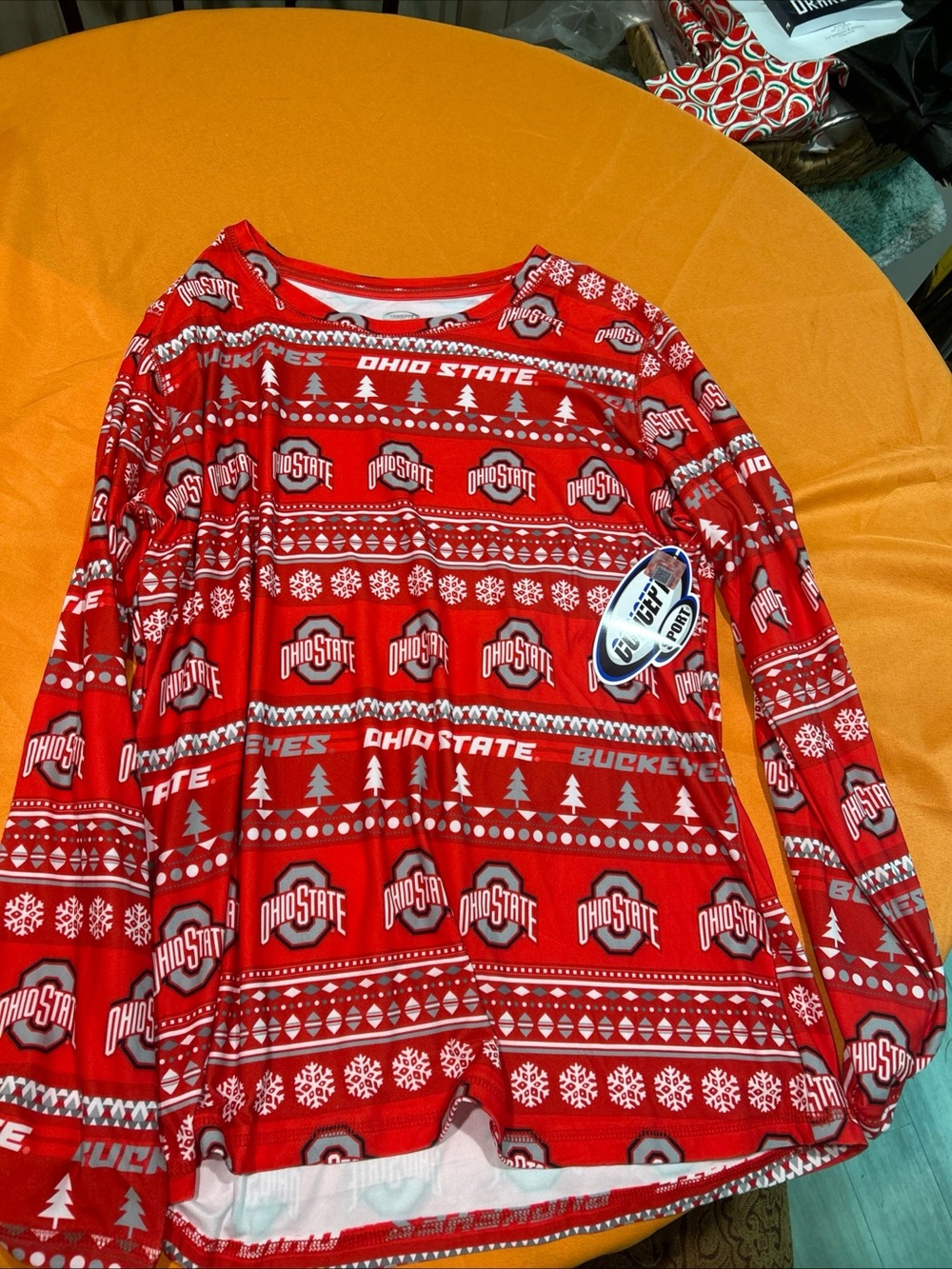 New Scarlet Ohio State Buckeyes Logo Long Sleeved Ugly Sweater Drifit Size XL